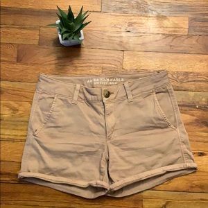 Blush AEO twill super stretch midi shorts